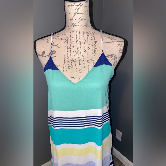 ⭐️NWOT SAVED BY THE DRESS MINT AND NAVY STRIPED TANK SHORT DRESS SZ SM - Picture 4 of 15